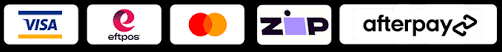 Visa, EFTPOS, Mastercard, Zip, Afterpay
